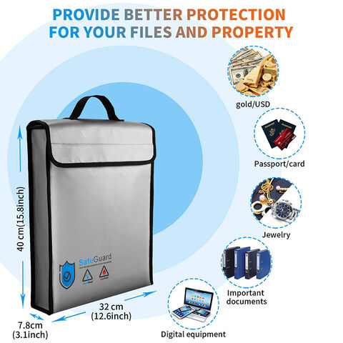 Bolsa ignífuga e impermeable para documentos con logotipo personalizado, caja ignífuga con cremallera para objetos de valor, dinero, joyas y tabletas