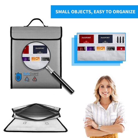 Bolsa ignífuga e impermeable para documentos con logotipo personalizado, caja ignífuga con cremallera para objetos de valor, dinero, joyas y tabletas