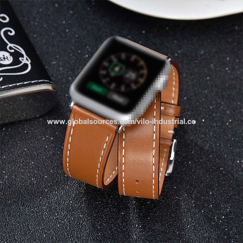 Bracelet paillettes en cuir Apple Watch - or