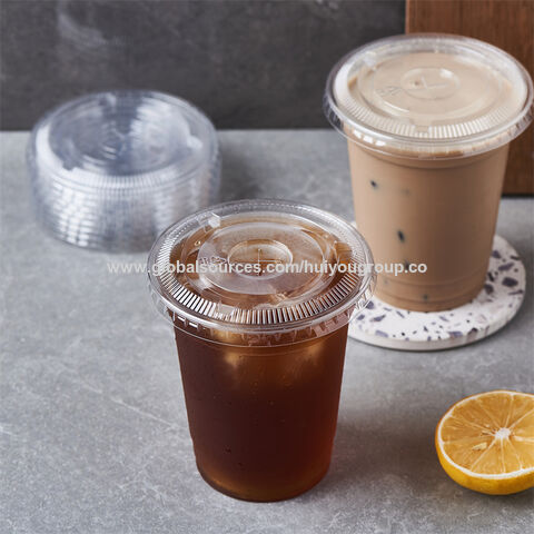 Tazas plásticas de lujo negras de la limonada del logotipo de encargo con las tazas plásticas del café para llevar de la bebida fría del ANIMAL DOMÉSTICO del PLA de la tapa en forma de U
