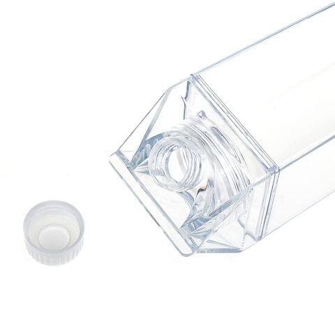 Bouteille d'eau en carton de lait, 500ml / 1000ml Boîte de lait en  plastique transparent Bouteille de jus carrée portable réutilisable pour  les voyages sportifs en plein air, sans BPA