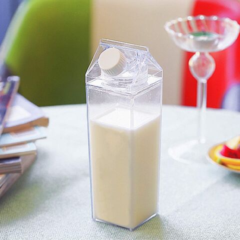 Boîte de lait en plastique, bouteille d'eau en carton de lait transparente  bouteille de jus carrée