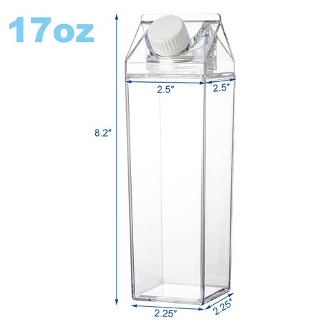 Boîte à lait transparente, bouteille d'eau carrée réutilisable pour le  lait, les