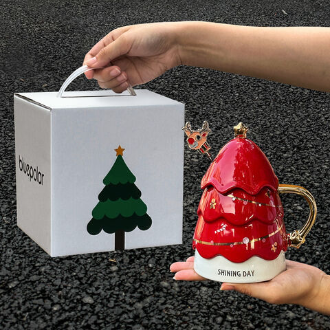 Tasse à café écologique en céramique de Noël en gros, ensemble de tasses à thé