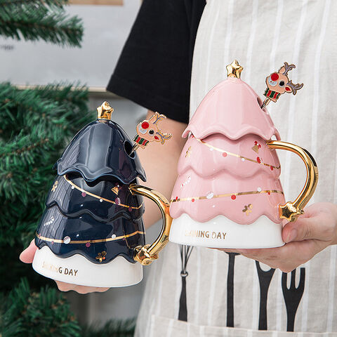 Tasse à café écologique en céramique de Noël en gros, ensemble de tasses à thé