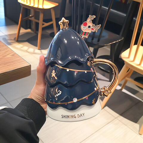 Tasse à café écologique en céramique de Noël en gros, ensemble de tasses à thé