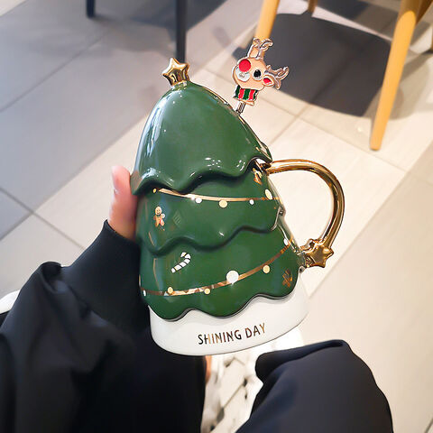 Tasse à café écologique en céramique de Noël en gros, ensemble de tasses à thé