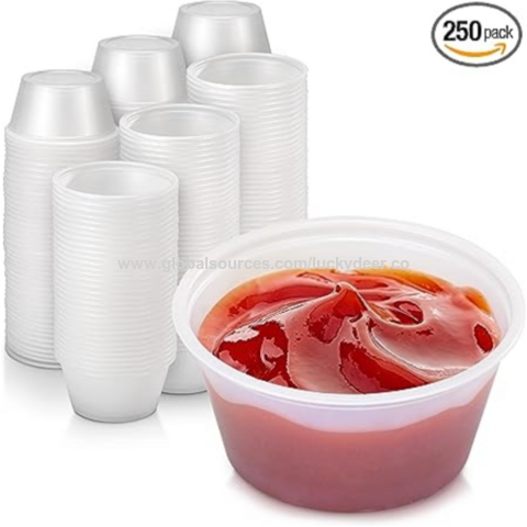 Condiment Cups with Lids, 100 Sets: 2 oz Disposable Small Plastic  Containers for Salad Dressings, Sauce and Jello Shots