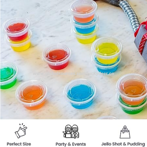 100 Sets] 4 oz Small Plastic Containers with Lids, Jello Shot Cups