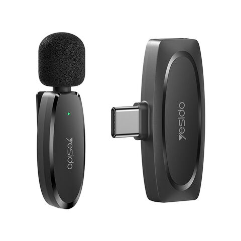 Microphone MEMS sans fil portable Yesido avec réduction du bruit, transmission sans fil, capture vocale à 360° et port de transmission Type-C