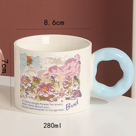 Zylindrischer, leichter Luxus-Milchbecher aus Keramik mit großem Ohrgriff, Sublimationsbecher mit Wasser im Großhandel