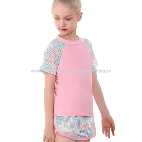 Fournisseur Maillot de bain anti-UV pour filles, ensemble deux pièces à manches courtes