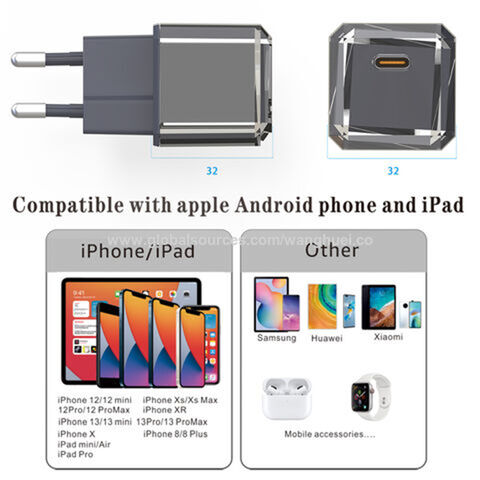 Charger Ponsel Cepat USB Type C PD 20W Warna Silver - Adaptor Charger Dinding Pintar untuk Handphone