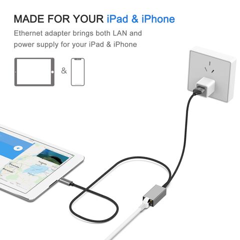 Cables para iPhone, Adaptador Lightning de 8 pines a LAN RJ45 Cable de 100M para iPhone - Suministros de conectividad para iPhone
