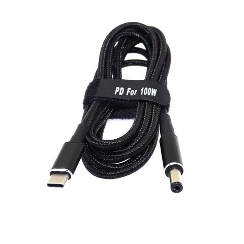 Cable de Carga USB-C a DC, Adaptador de Corriente 1.8M 20V/5A 100W PD Carga Rápida, Salida DC 5.5*2.1 4.5*3.0mm para Cargar Laptops