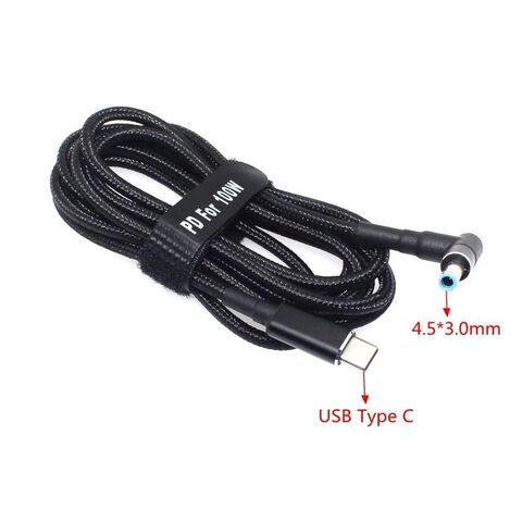 Cable de Carga USB-C a DC, Adaptador de Corriente 1.8M 20V/5A 100W PD Carga Rápida, Salida DC 5.5*2.1 4.5*3.0mm para Cargar Laptops