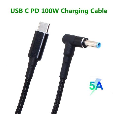 Cable de Carga USB-C a DC, Adaptador de Corriente 1.8M 20V/5A 100W PD Carga Rápida, Salida DC 5.5*2.1 4.5*3.0mm para Cargar Laptops