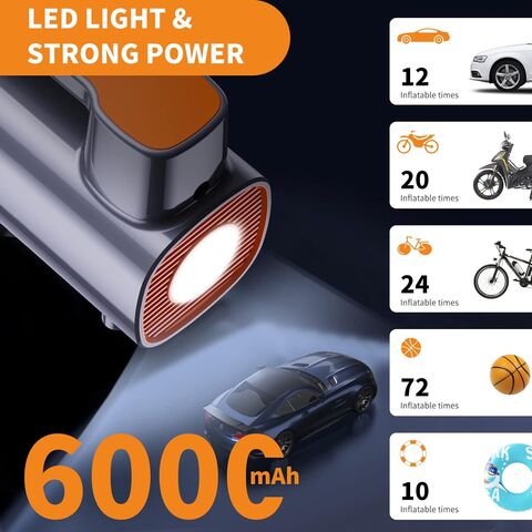 Pompe gonflable Mini compresseur d'air portable avec éclairage LED 12v  Gonfleur de pneu pour balle de vélo de voiture