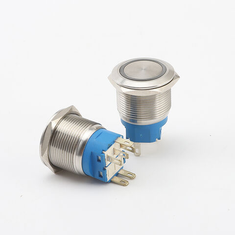 Interrupteur à bouton-poussoir métallique lumineux à LED 12 V momentané 4  broches 12 mm - Chine Interrupteur à bouton-poussoir, interrupteur à bouton- poussoir métallique