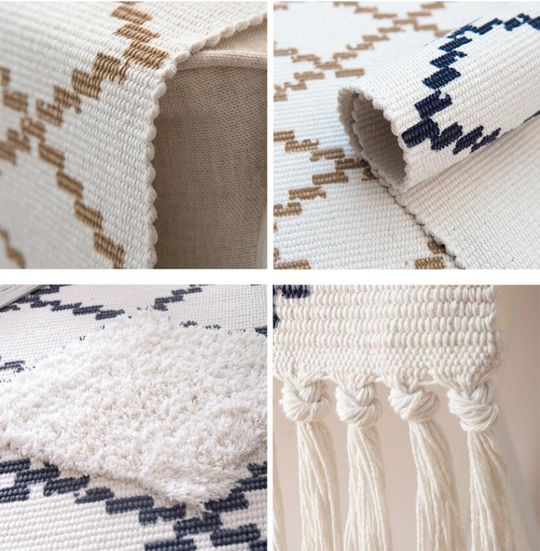 Buy Wholesale China Hand-knotted Tassels Cotton Area Rug, Woven Fringe ...
