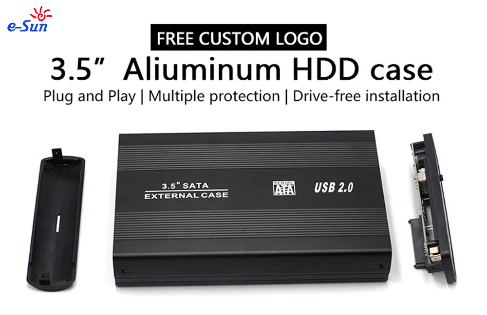Boîtier pour Disque Dur Externe USB 2.0 SATA HDD 3,5'' + Adaptateur d