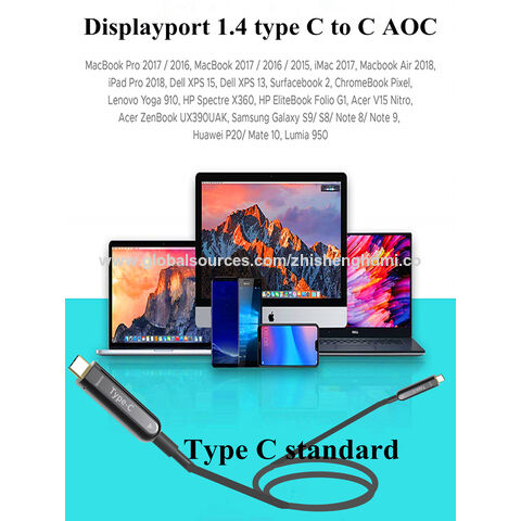 Cabo de fibra USB Tipo C para Tipo C de 20M/66 pés para suporte de áudio e vídeo 4K*2K@60Hz 21.6Gbps