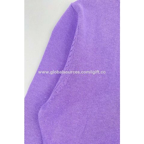 Sedex Damen Strickpullover Lila im Großhandel, Rundhals Baumwoll Strickware Designer Damenpullover