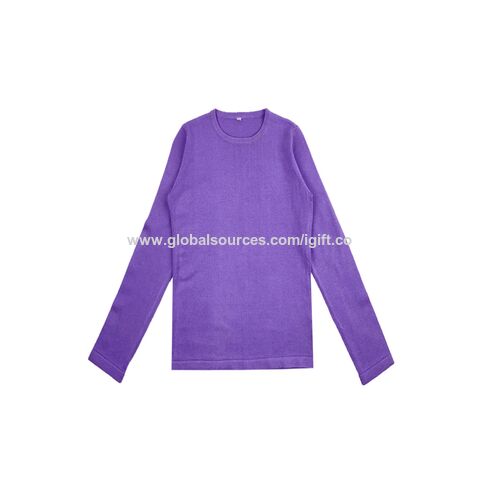Sedex Damen Strickpullover Lila im Großhandel, Rundhals Baumwoll Strickware Designer Damenpullover