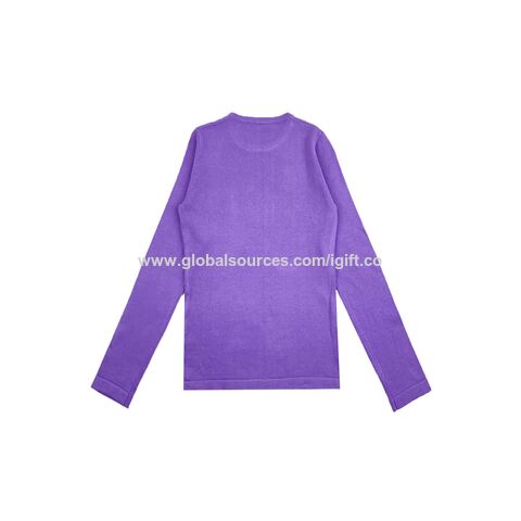 Sedex Damen Strickpullover Lila im Großhandel, Rundhals Baumwoll Strickware Designer Damenpullover