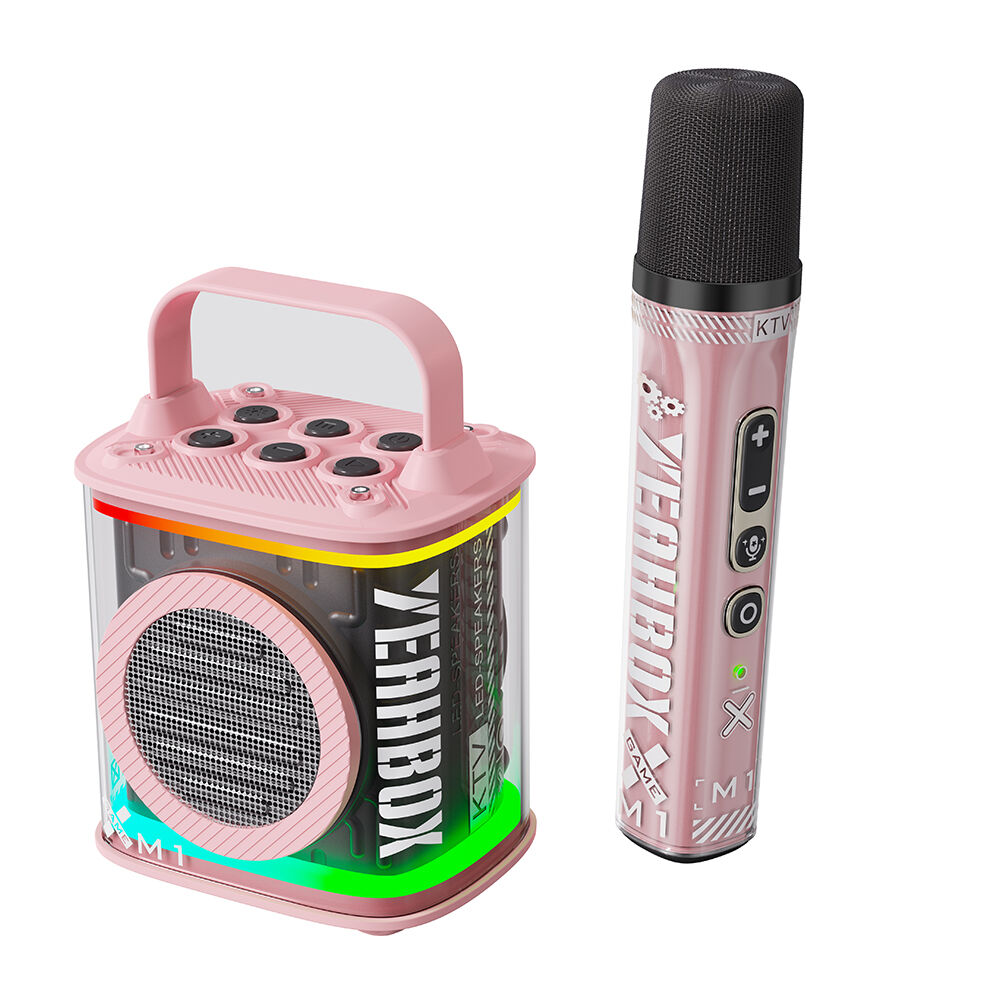 Mini machine de karaoké pour enfants, haut-parleur Bluetooth portable avec  2 microphones sans fil et lumières LED pour la fête à la maison - AliExpress
