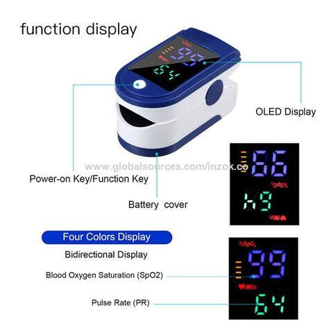 Oxímetro dedo, Pulsioximetro de dedo portátil para mediciones de pulso (PR)  y saturación de oxígeno (SpO2) 