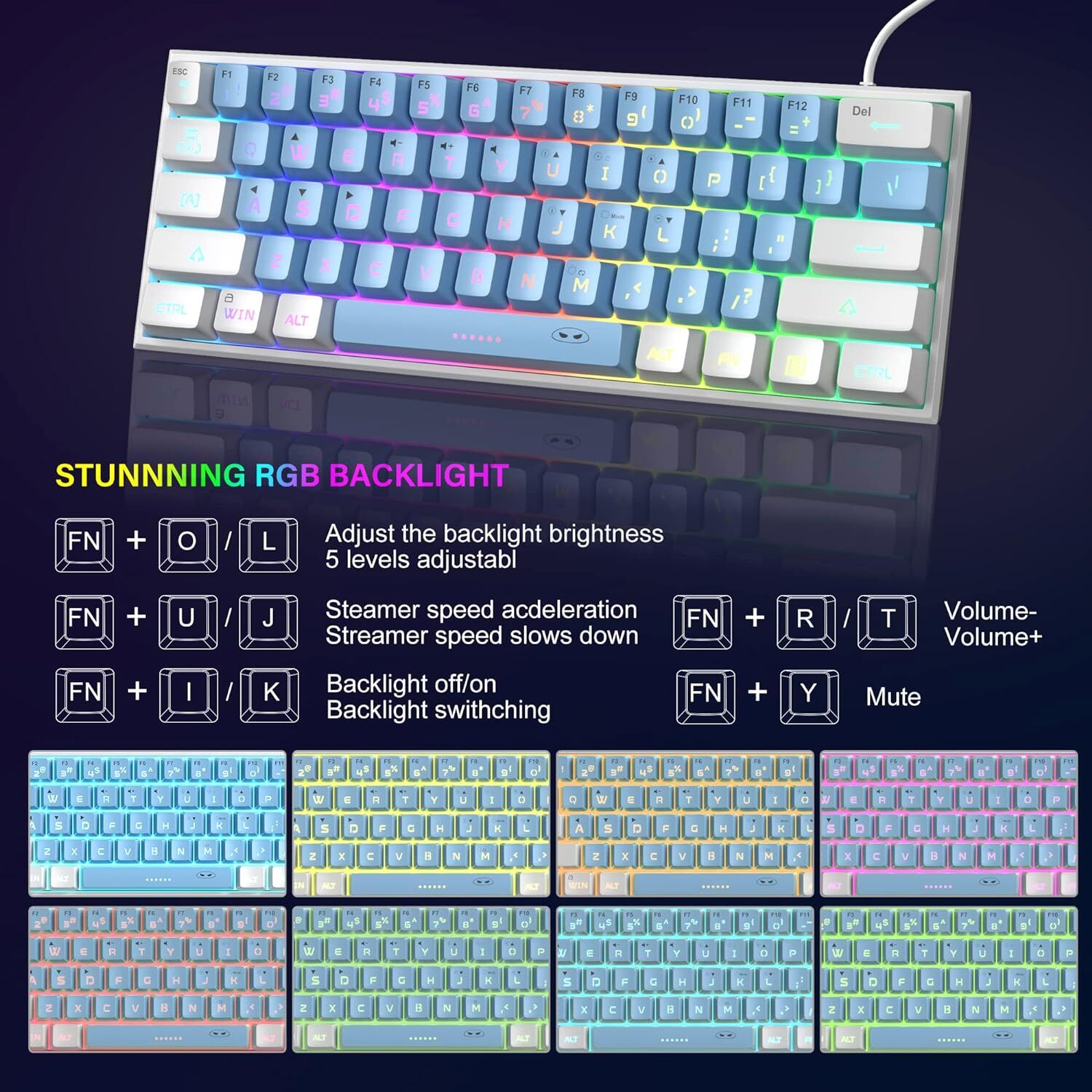 Buy Wholesale China Magegee Ts91 Slim 60% Gaming Keyboard, Rgb Backlit ...