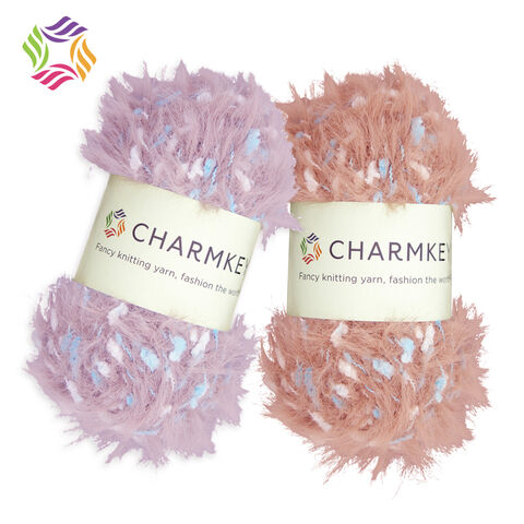 Suministro de Fábrica Charmkey: Hilado Pom Pom Mezcla de Poliéster y Nylon, Hilado Esponjoso para Tejer