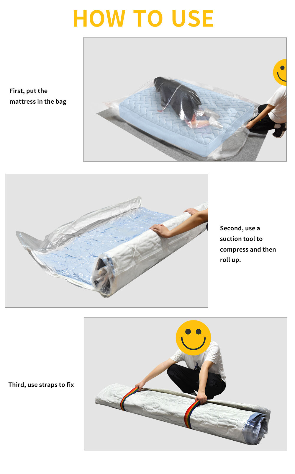 Queen/Full/Full-XL Foam Mattress Vacuum Bag for Moving, Storage, and  Shipping， Vacuum Seal Mattress