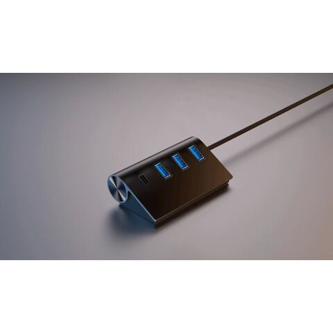 7-Port USB 3.0 Hub Typ C, fünf USB 3.0 Datenports und zwei DC 5V/4A Ladeports, kompatibel mit Windows/macOS/Linux