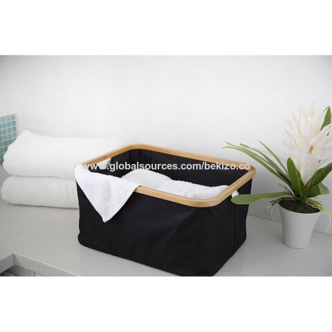 60L Zusammenklappbarer Wäschekorb/Aufbewahrungsbox/Tasche mit Bambusrahmen für Haushaltsaufbewahrung