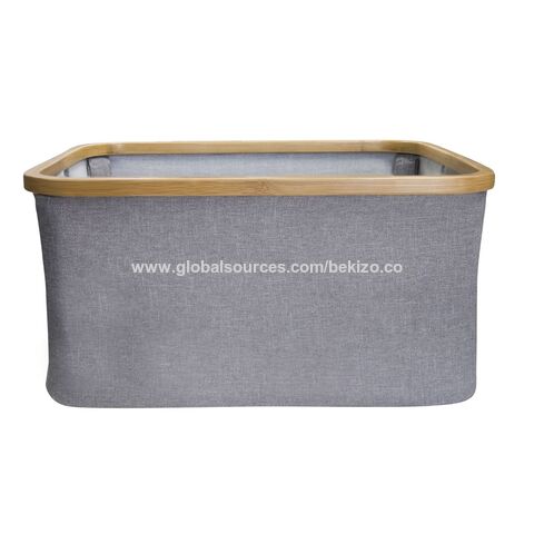 60L Zusammenklappbarer Wäschekorb/Aufbewahrungsbox/Tasche mit Bambusrahmen für Haushaltsaufbewahrung