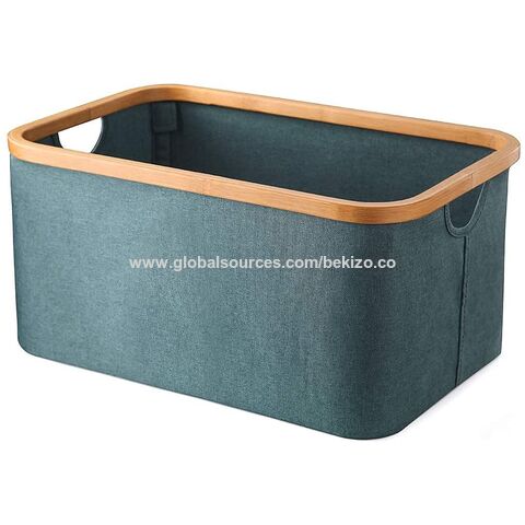 60L Zusammenklappbarer Wäschekorb/Aufbewahrungsbox/Tasche mit Bambusrahmen für Haushaltsaufbewahrung