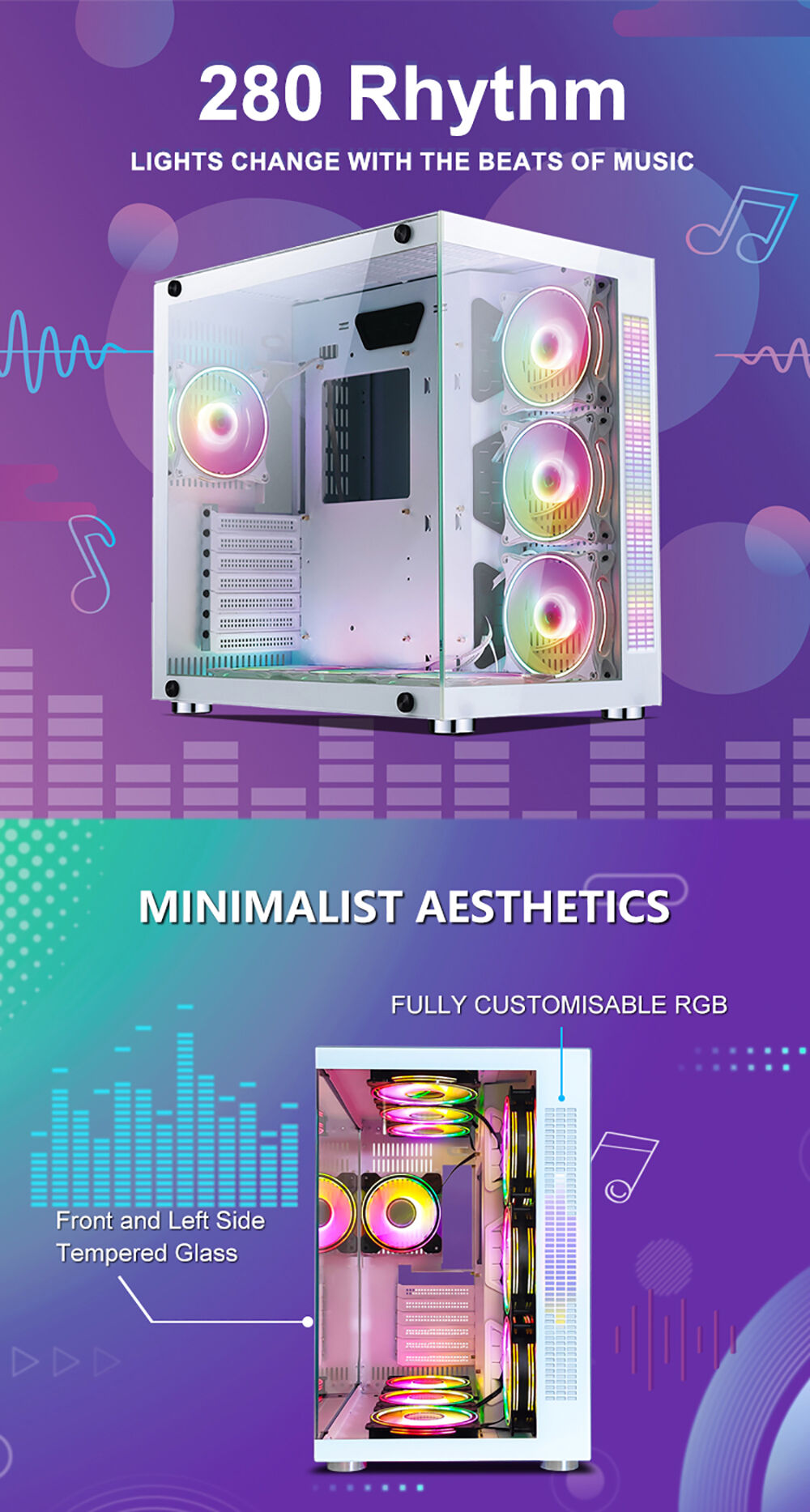 V Led Pattern Pc Case Buy Wholesale China Factory Top Brand New Trend Gaming Pc Case Rhythm ...