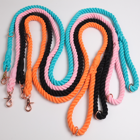Custom Multicolor Double Ended Cotton Rope Dog Leashes Gradient