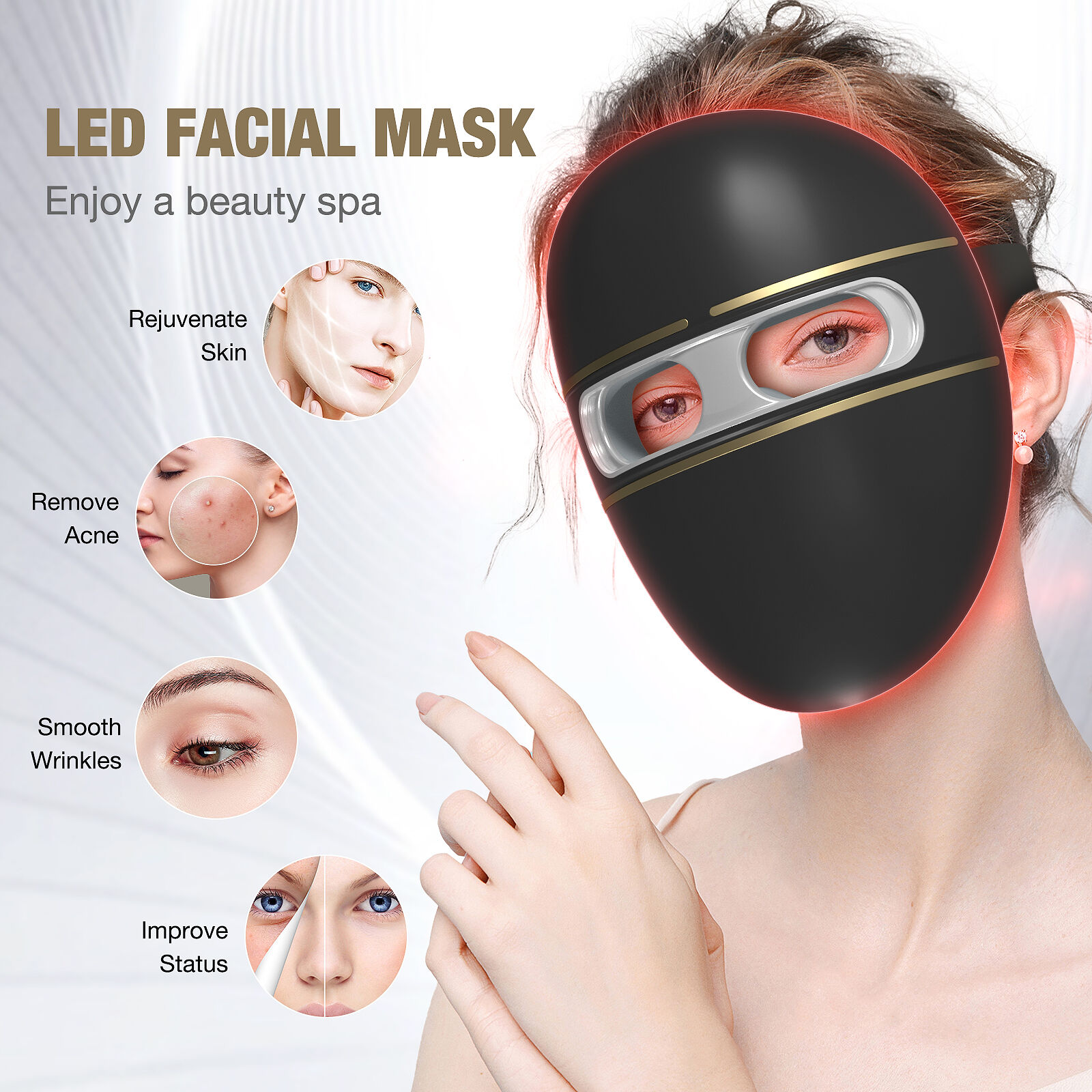 New Trending Red Infrared Led Light Photon Therapy Face Mask 4 Colors ...