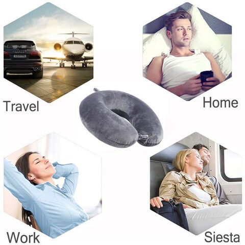 Inflatable U Shaped Neck Support Travel Pillow Cushion Air Plane Sleep Head  Rest