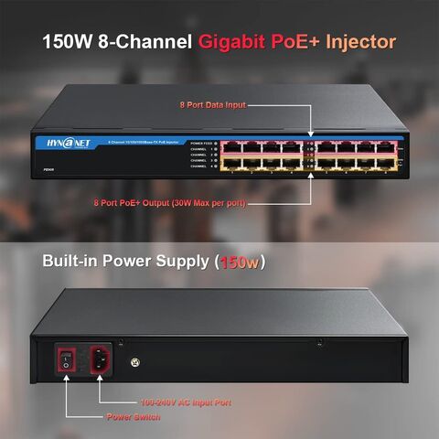Buy Wholesale China 150w 48v Multi Port Gigabit Poe Injector With 8 Ports  Power Over Ethernet For Cisco 48v Device And Ip Cameras & Poe Switch at USD  54