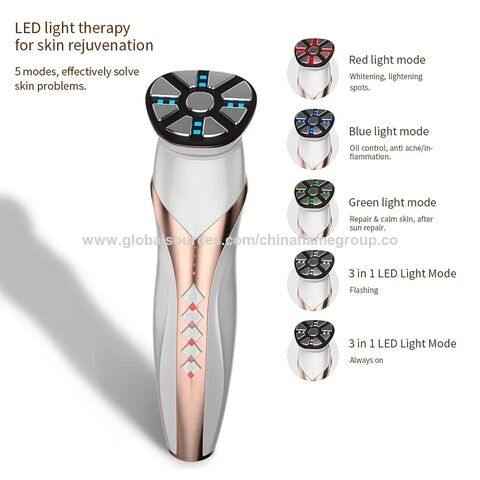 Ultraschallgerät Gesicht Schönheitsgerät, 3 LED RF Lichttherapie  Gesichtsmassagegerät, Ultraschall Vibration Tiefenreinigung EMS Kalte/heiße