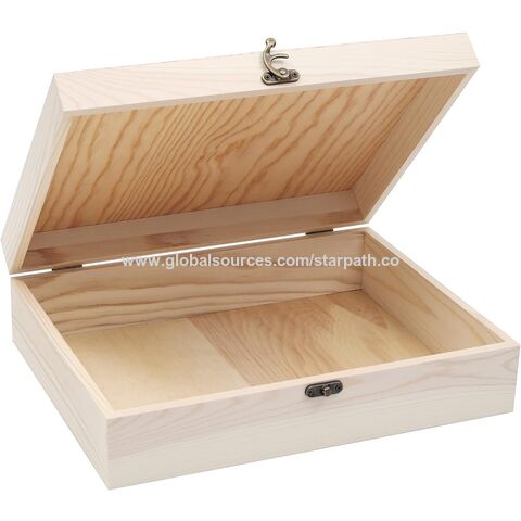 Small Unfinished Wooden Box With 2 Compartments, Unpainted Wood