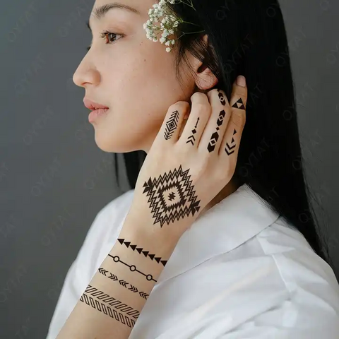 Cheap Henna Tattoo Brown Mehndi Stickers for Hand Temporary Tattoos Body  Art Tatoo Waterproof for Women Fake Tatoo Hena | Joom