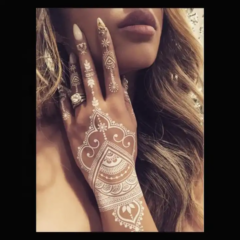 2 in 1 Red Brown Waterproof Temporary Henna Tattoo Stickers - Mehndi sticker