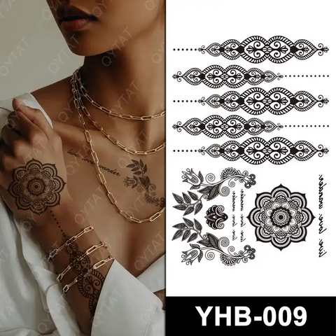 Intricate Henna Tattoo Design for Women's Chest