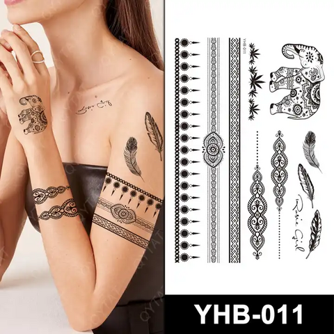 Tattoo Stretch Bracelet New Black Retro Henna Vintage Elastic Boho 90s For  Women | eBay