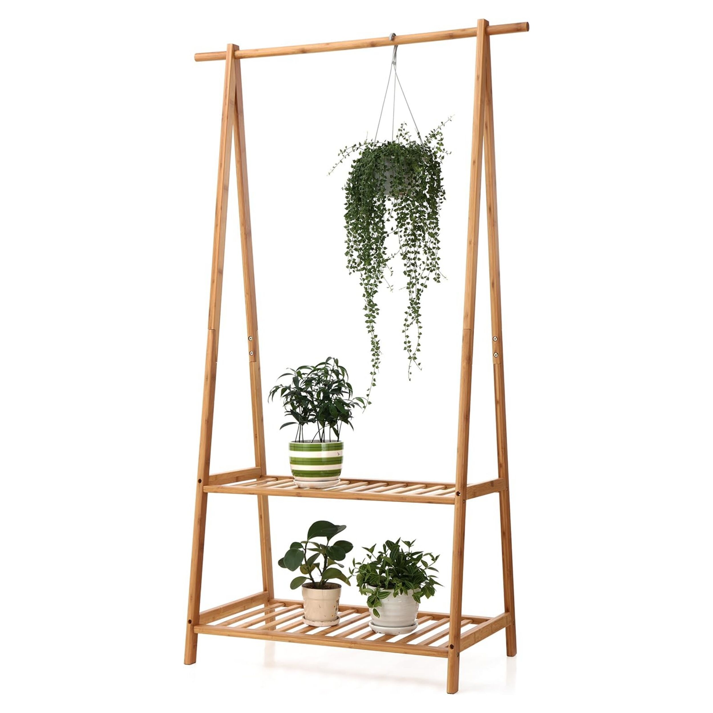 Bamboo Clothes Rack Bamboo Garment Coat Hanging Rack Indoor Plant Stand